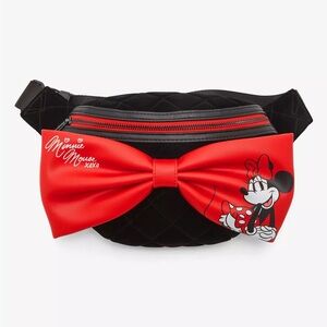 Loungefly Disney Minnie Mouse Bow Velvet Quilted Belt Bag